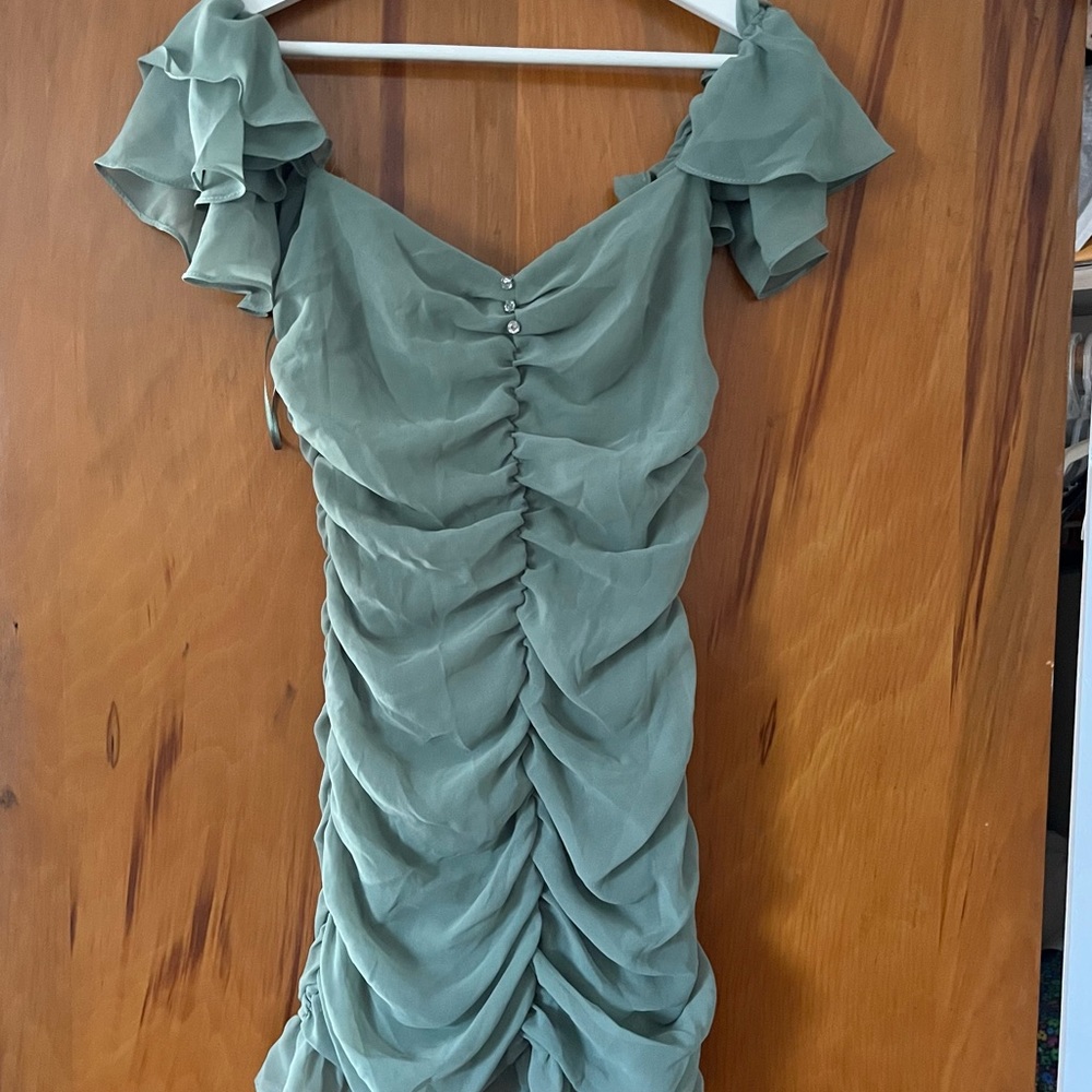 Green Ruched Zara Minidress